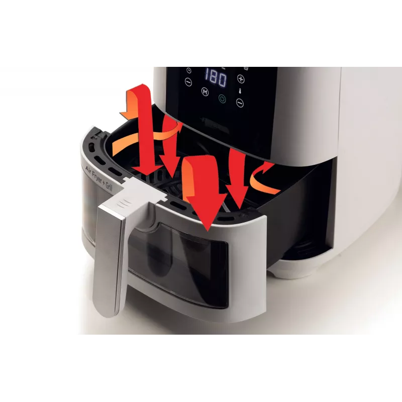 Ariete 4626 Airy Fryer 6L, heteluchtfriteuse, 1300 W, 6 l inhoud, 2,5 kg capaciteit, 8 voorgeprogrammeerde programma's, temperatuur tot 200 °C, transparante mand voor kookcontrole, zwart