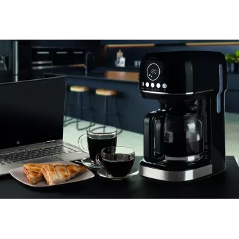 Ariete 1396 Moderna filterkoffiemachine, American Coffee, capaciteit 15 kopjes, warmhoudplaat, LCD-display, uitneembaar en wasbaar filter, zwart