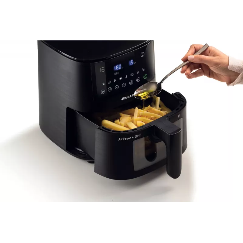 Ariete 4633, heteluchtfriteuse 4L, 1400W, inhoud 4L, 9 programma's, shake- en grillfunctie, temperatuur tot 200°C, zwart