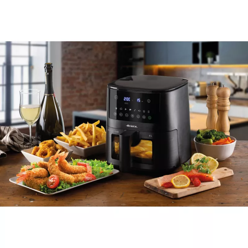 Ariete 4633, heteluchtfriteuse 4L, 1400W, inhoud 4L, 9 programma's, shake- en grillfunctie, temperatuur tot 200°C, zwart