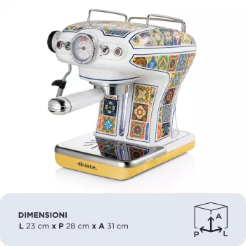 Ariete 1389 Positano koffiemachine, 850 W, tankinhoud 0,9 l, filter voor 1 of 2 kopjes, lekbak, melkopschuimer