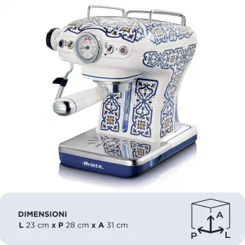 Ariete 1389 Capri koffiemachine, 850 W, tankinhoud 0,9 l, filter voor 1 of 2 kopjes, lekbak, melkopschuimer