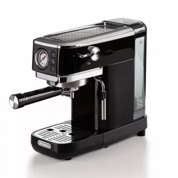 Ariete 1381 koffiemachine met manometer, geschikt voor koffiepoeder en ESE-pads, 1300 W, 1,1 l watertank, 15 bar druk, filter voor ½ kopje, cappuccinodüse, zwart