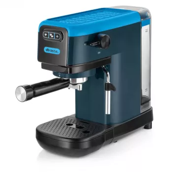Ariete 1399 espressomachine, voor koffiepoeder en ESE-pads, 1300 W, 1,1 l inhoud, 15 bar druk, filter voor 1, 2 kopjes en ESE-pads, cappuccino, blauw
