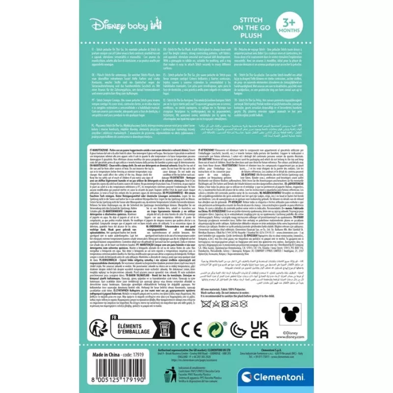 Clementoni Disney Baby Stitch Soft Rattle Baby hangspeelgoed