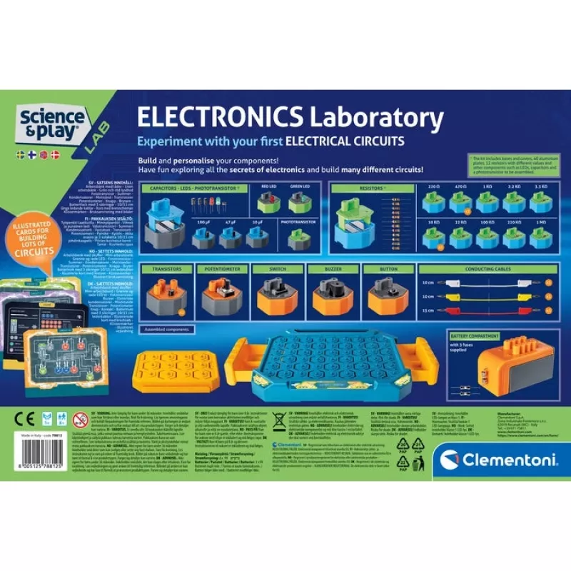Clementoni Science & Play Elektronicalab, experimenteerdoos, elektriciteit, 8 jaar, diverse kleuren
