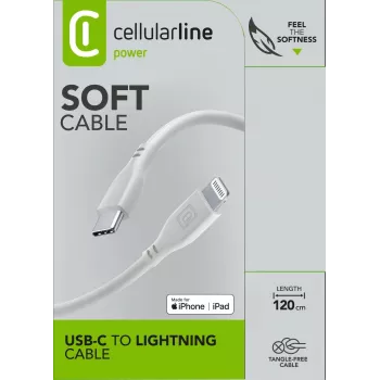 Cellularline Soft-kabel 120 cm – USB-C naar Lightning USB-C naar Lightning soft-touch-kabel