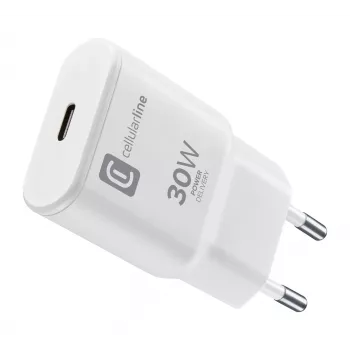 Cellularline GAN wandlader USB-C 30W PD USB-C 30W PD wandlader met GaN-technologie