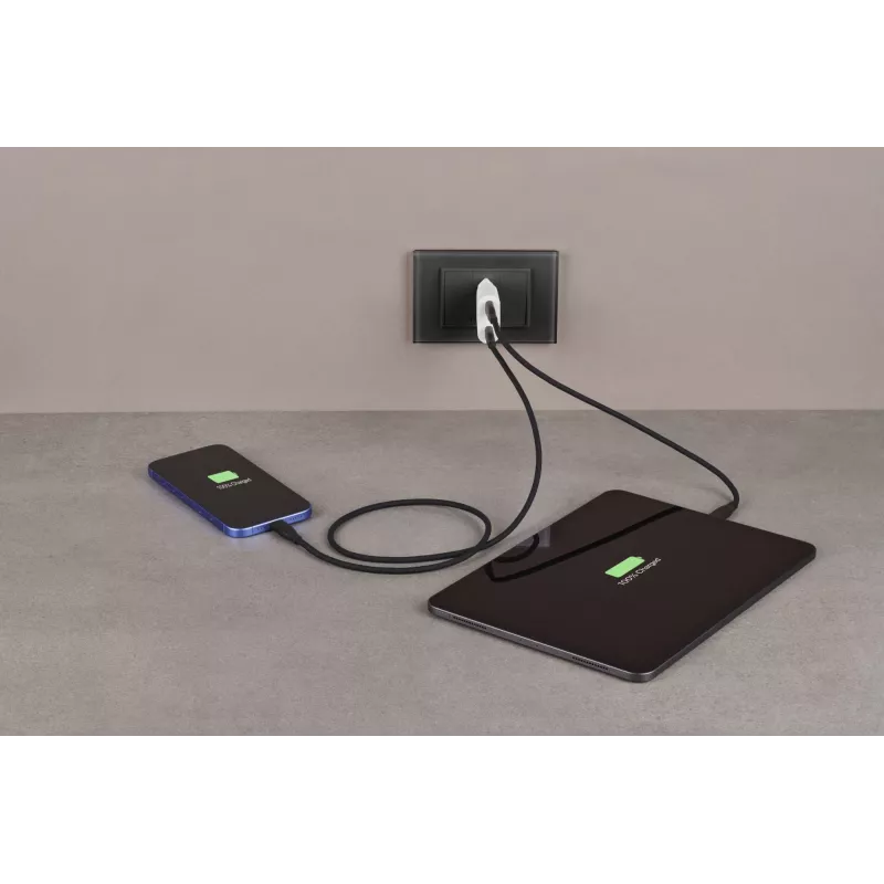 Cellularline GAN wandlader 2xUSB-C 30W PD 2xUSB-C 30W PD wandlader met GaN-technologie