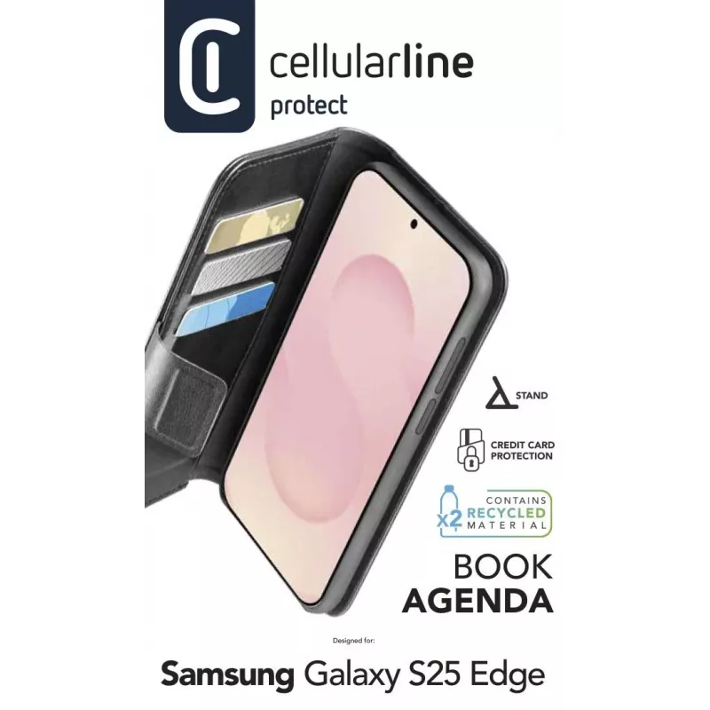 Cellularline Book Agenda Galaxy S25 Edge kunstleren boekhoes met magneetsluiting