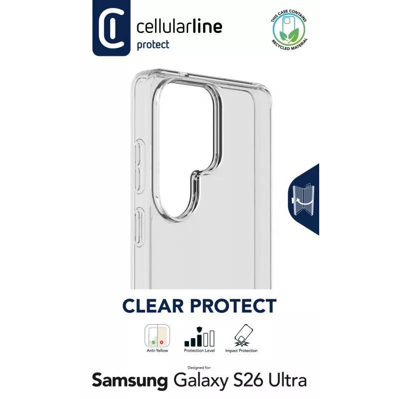 Cellularline Clear Protect - Galaxy S26 Ultra hardcase met rubberen randen