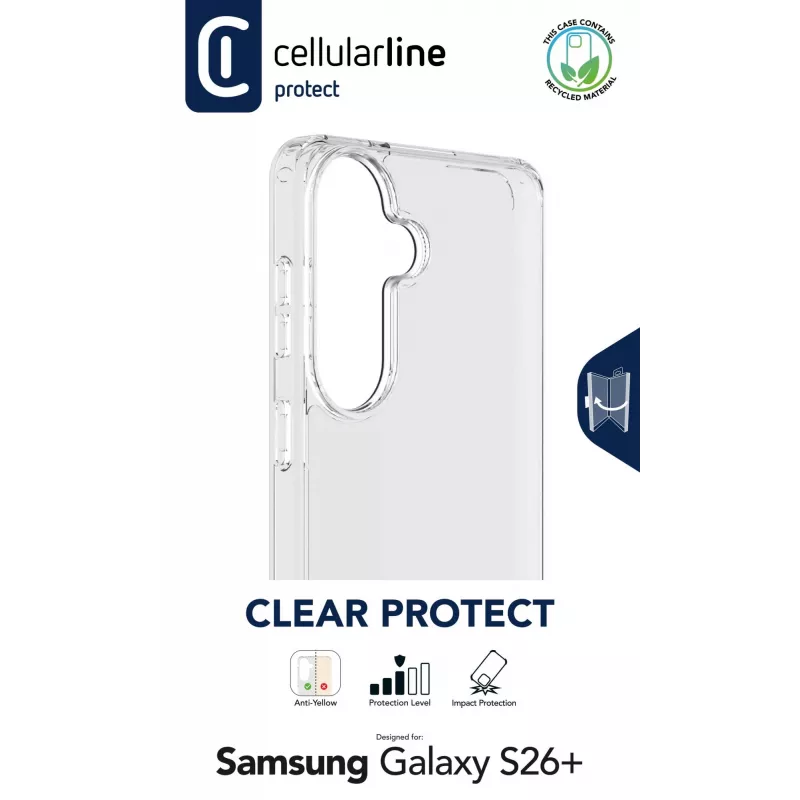 Cellularline Clear Protect - Galaxy S26+ hardcase met rubberen randen