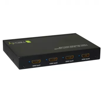 Techly HDMI 4x1 multiviewer met naadloze switcher, HDMI, metaal, zwart, 60 Hz, 1080p, 2,25 Gbit/s