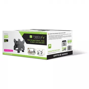 Techly onder tafel verstelbare CPU-houder, 5 kg, 75 x 75 mm, 100 x 100 mm, zwart