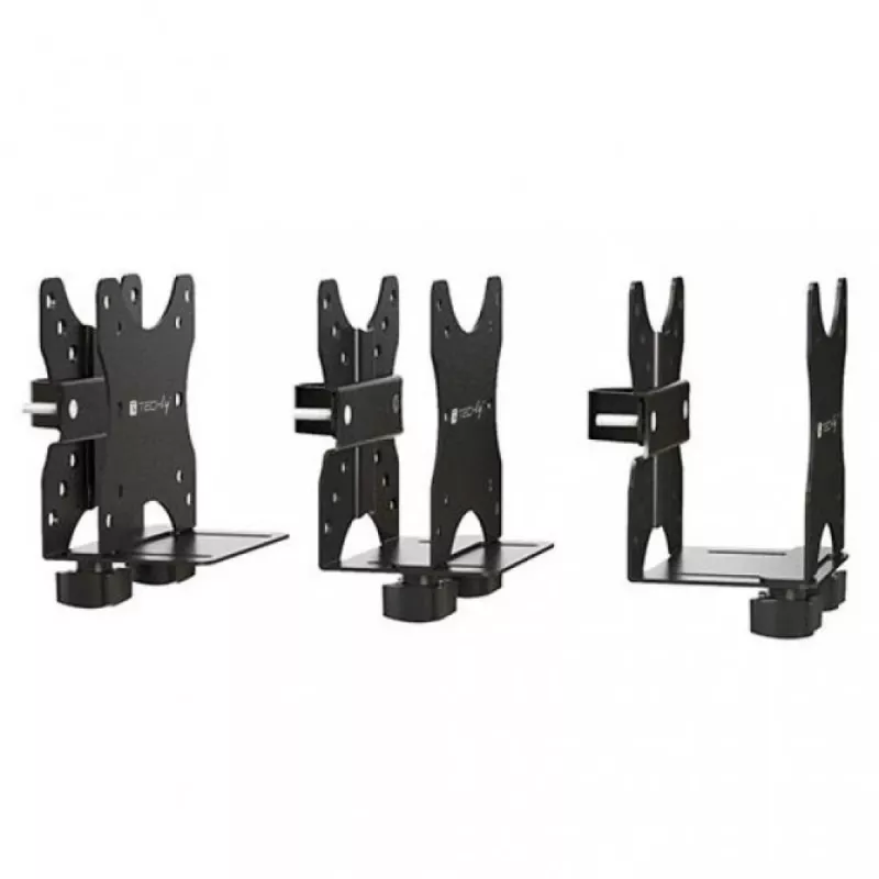 Techly onder tafel verstelbare CPU-houder, 5 kg, 75 x 75 mm, 100 x 100 mm, zwart