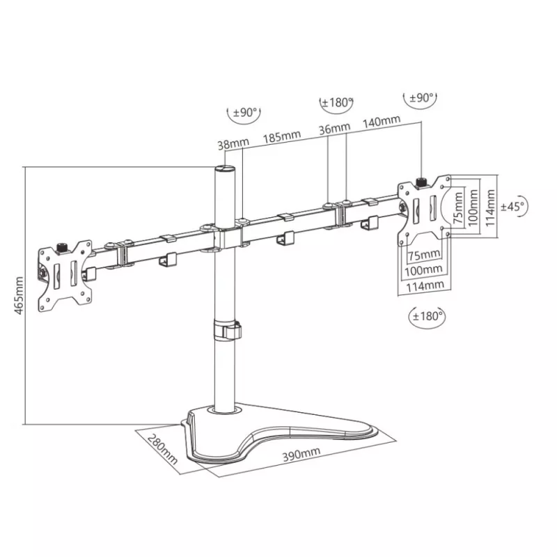 Techly ICA-LCD 2524 Monitorarm / -standaard 81,3 cm (32 inch) bureau zwart