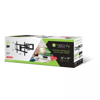 Techly slanke wandbeugel voor 32-70 inch LCD LED tv zwart, 81,3 cm (32 inch), 177,8 cm (70 inch), 45 kg, 600 x 400 mm, -10 - 5°, zwart