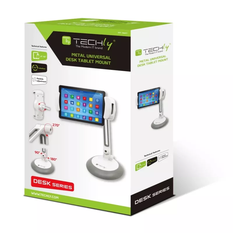 Techly universele desktopstandaard voor smartphone en tablet tot 10 inch
