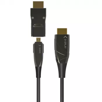 Techly HDMI A/A Micro HDMI AOC glasvezelkabel 4K 20m, 20 m, HDMI Type A (standaard), HDMI Type D (Micro), 3D, 18 Gbit/s, zwart
