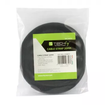 Techly klittenbandrol kabelmanagement lengte 10 m breedte 20 mm zwart