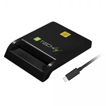 Techly compacte smartcard-lezer/schrijver USB-C™ wit, USB 2.0, 1,5 m, zwart, 102 g