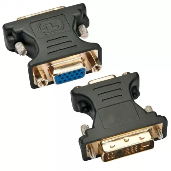 Techly DVI-stekker/VGA-bus analoge videoadapter zwart, DVI-A, VGA, zwart