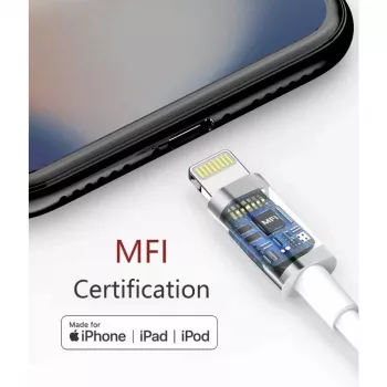 Techly oplaad- en synchronisatiekabel USB-C naar Lightning 1 m wit