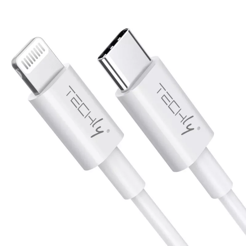 Techly oplaad- en synchronisatiekabel USB-C naar Lightning 1 m wit