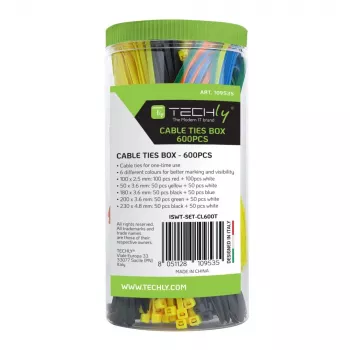 Techly ISWT-SET-CL600T kabelbinders multifunctionele kabelbinders nylon veelkleurig 600 st.