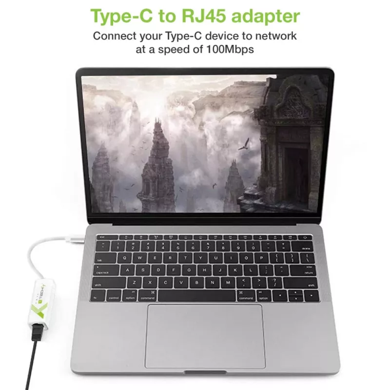 Techly USB 3.1 Type-C naar RJ45 Gigabit Ethernet-adapter, wit