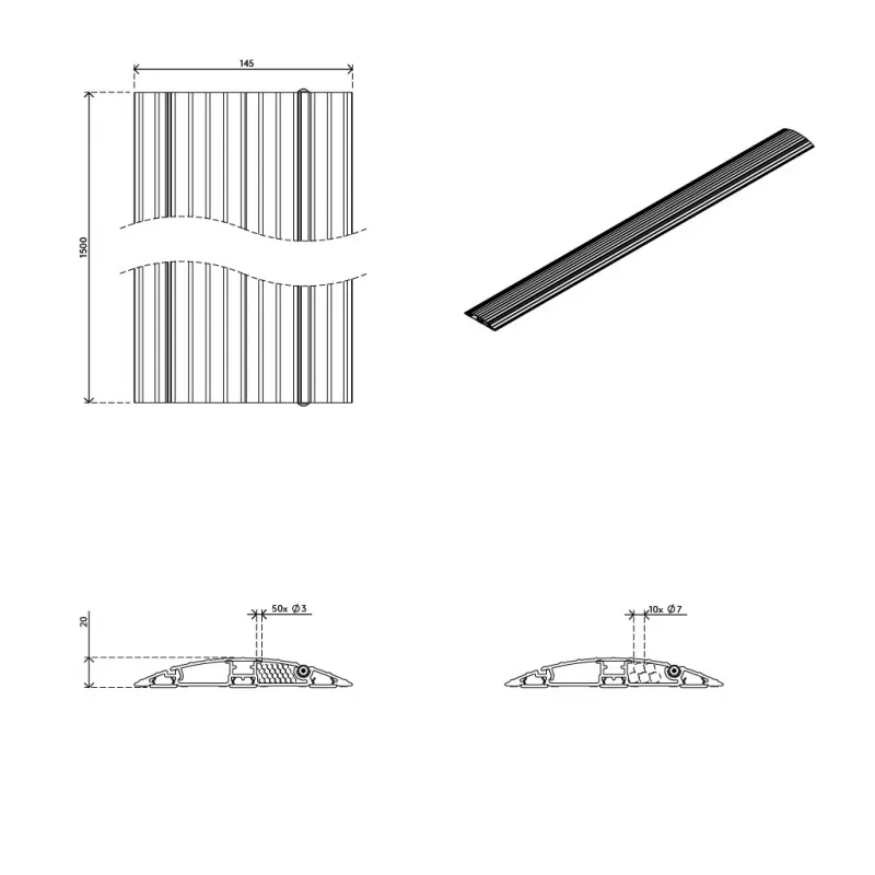 Dataflex 31.423 kabelgootsysteem aluminium 1,5 m
