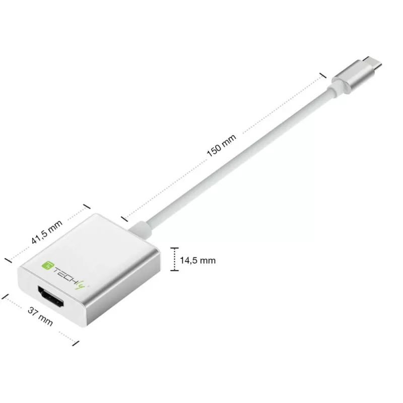 Techly converterkabel adapter USB 3.1 Type-C naar HDMI 1.4, 3.2 Gen 2 (3.1 Gen 2), USB Type-C, HDMI-uitgang