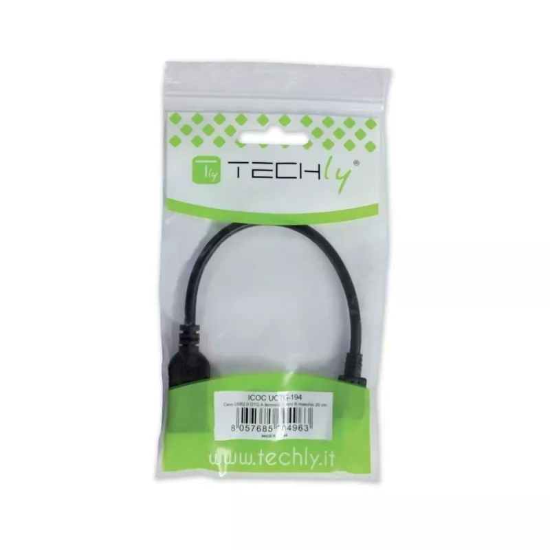 Techly USB2.0 OTG-kabel A-bus / Micro-B-stekker 0,2 m ICOC UOTG-194
