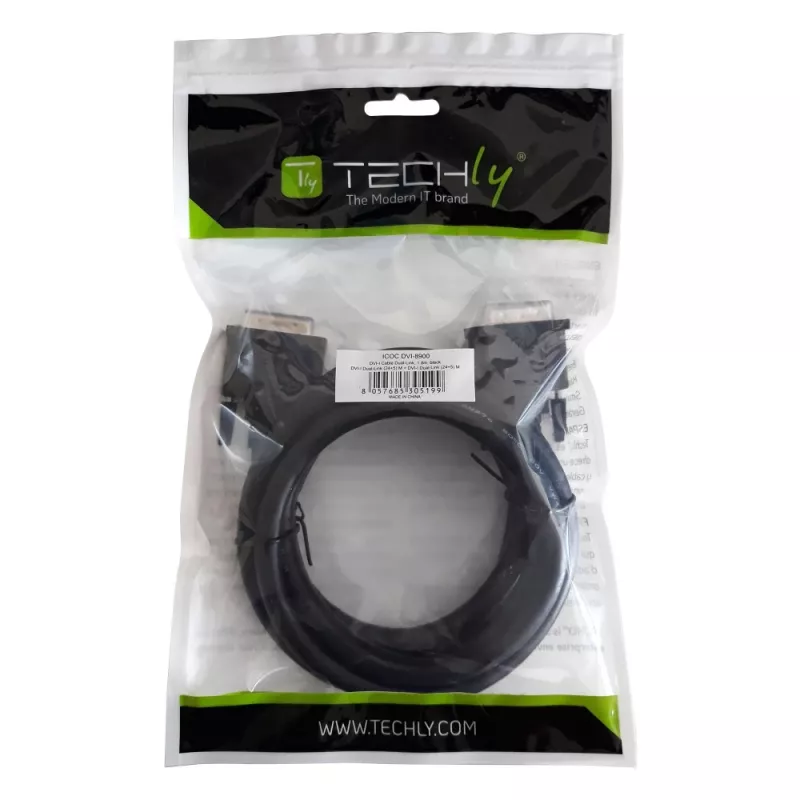 Techly monitorkabel DVI analoog digitaal M/M Dual Link 1,8 m (DVI-I) ICOC DVI-8900
