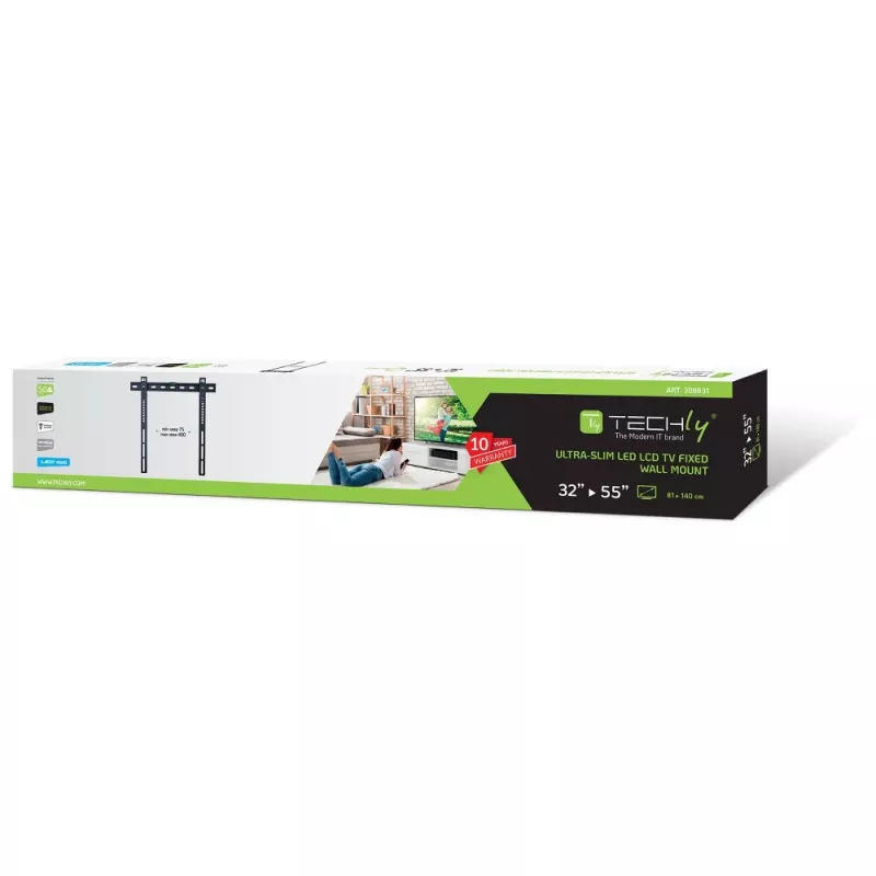 Techly wandhouder UltraSlim voor LED TV LCD 23-55 inch zwart ICA-PLB 140M