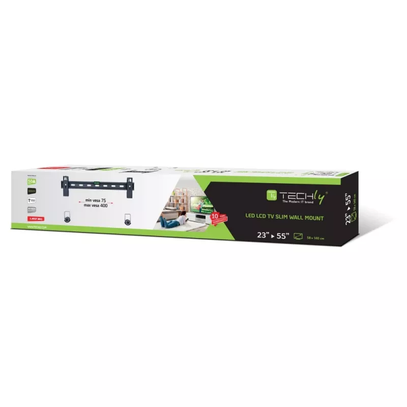 Techly 23-55 wandhouder slank Fixed voor LED TV LCD zwart ICA-PLB 139M