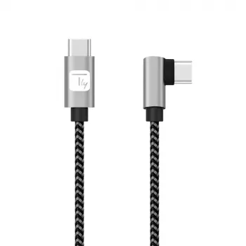 Techly kabel USB-C stekker 2.0 / USB-C stekker haaks 3A 1 m aluminium