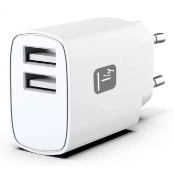 Techly IPW-USB-12W2A Oplader voor mobiele apparaten Koptelefoon, Draagbare luidspreker, Powerbank, Smartphone, Tablet Wit AC binnen