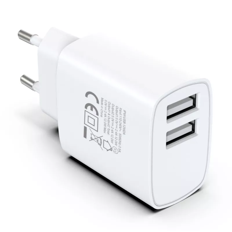 Techly IPW-USB-12W2A Oplader voor mobiele apparaten Koptelefoon, Draagbare luidspreker, Powerbank, Smartphone, Tablet Wit AC binnen