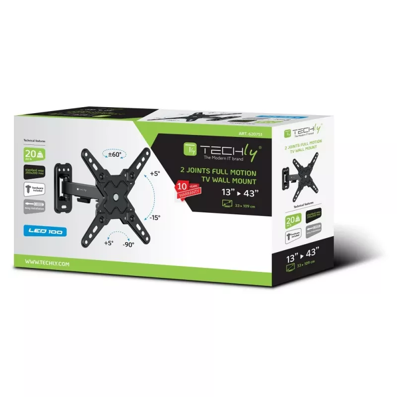 Techly ICA-LCD 421 Tv-muurbeugel/standaard 106,7 cm (42 inch) Zwart