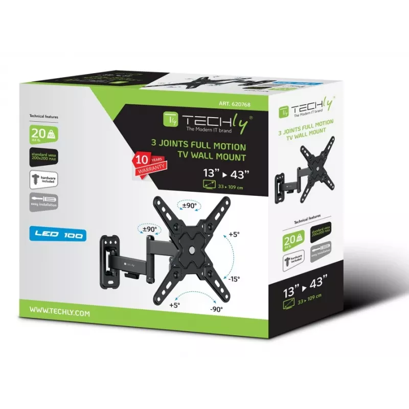 Techly ICA-LCD 422 Tv-muurbeugel 106,7 cm (42 inch) Zwart