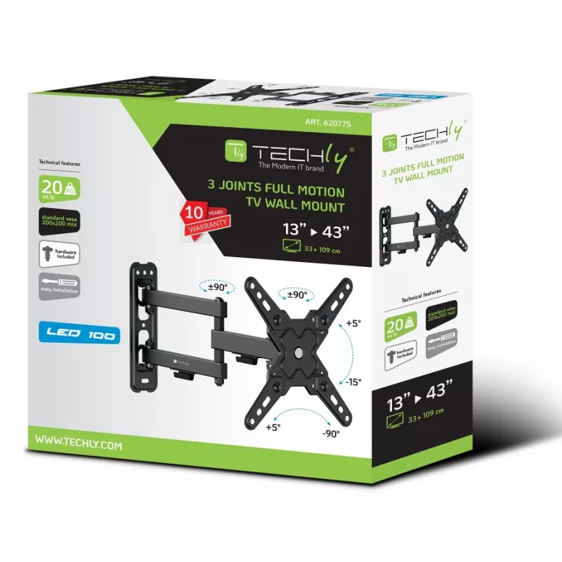 Techly ICA-LCD 423 Tv-muurbeugel/standaard 106,7 cm (42 inch) Zwart