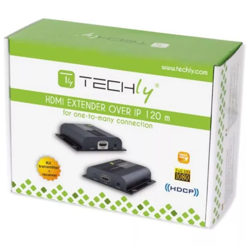 Techly IDATA-EXTIP-383V4 AV-zender & -ontvanger Zwart
