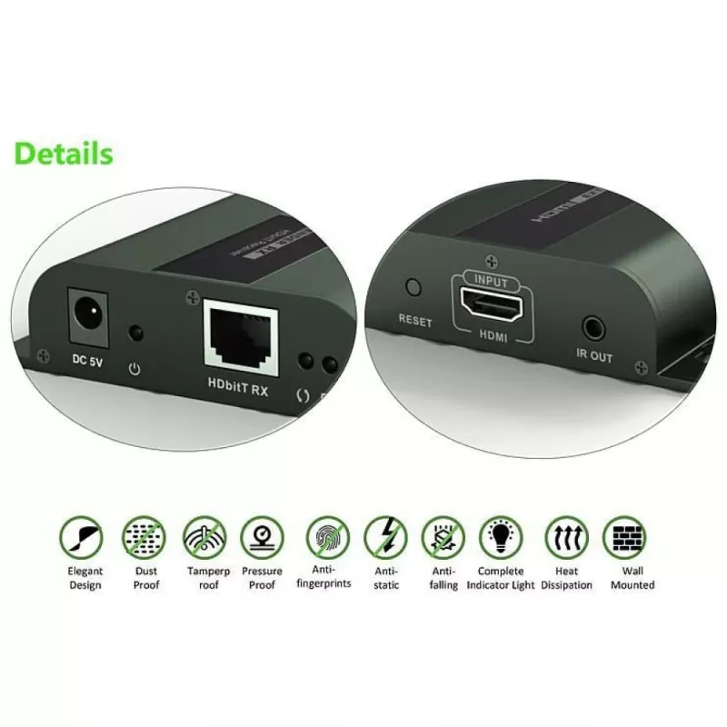 Techly Extra HDMI HDbitT IR-extender Ontvanger via 120 m Cat.6-kabel