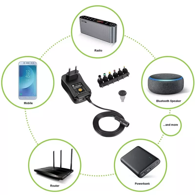 Techly IPW-NTS1000G2 Voeding/omvormer Binnen 12 W Zwart