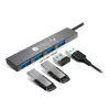 Techly IUSB32-HUB4A-4U3SL Laptop-dockingstation/poortreplicator Bedraad USB 3.2 Gen 1 (3.1 Gen 1) Type-A Grijs