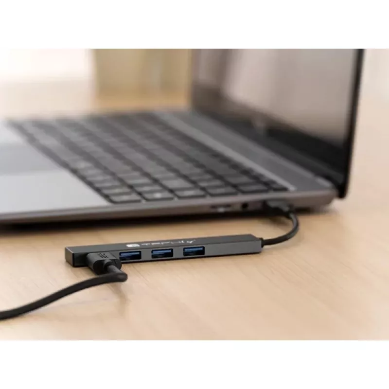Techly IUSB32-HUB4A-4U3SL Laptop-dockingstation/poortreplicator Bedraad USB 3.2 Gen 1 (3.1 Gen 1) Type-A Grijs