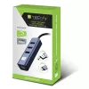Techly IDATA USB-ETGIGA3AA Laptop-dock/poortreplicator Bedraad USB 3.2 Gen 1 (3.1 Gen 1) Type-A Zwart, Zilver