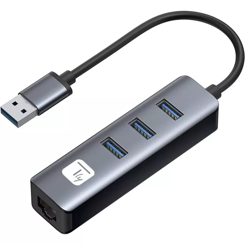 Techly IDATA USB-ETGIGA3AA Laptop-dock/poortreplicator Bedraad USB 3.2 Gen 1 (3.1 Gen 1) Type-A Zwart, Zilver