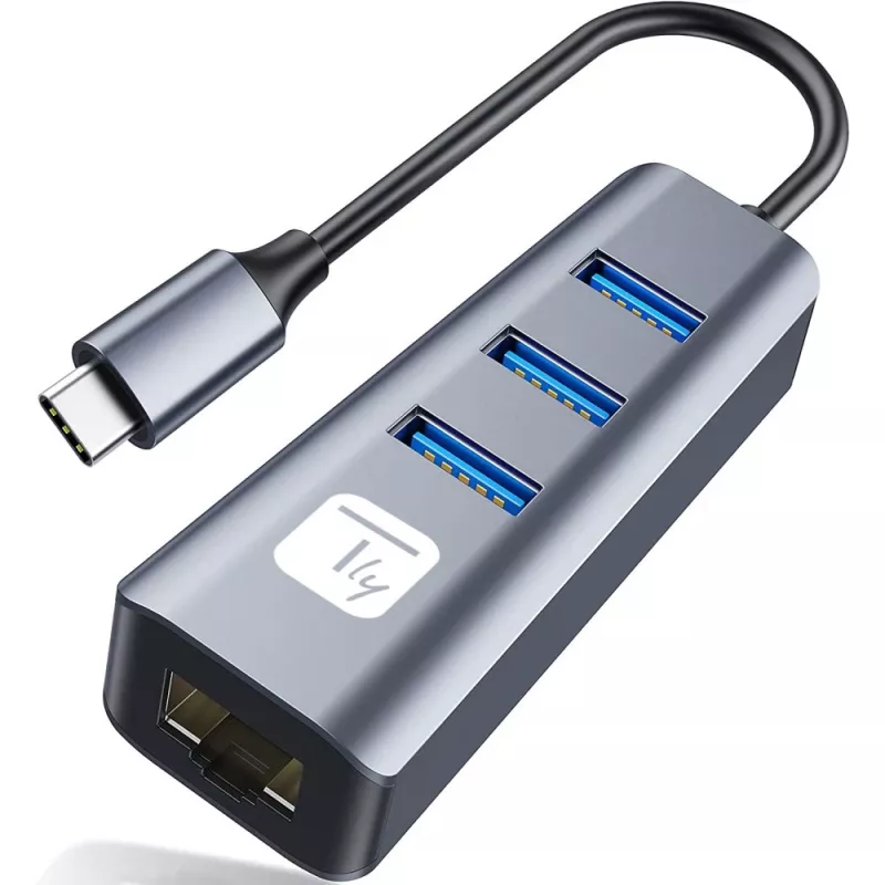 Techly IDATA USB-ETGIGA3CA Laptop-dock/poortreplicator bedraad USB 3.2 Gen 1 (3.1 Gen 1) Type-A + Type-C Zwart, Zilver